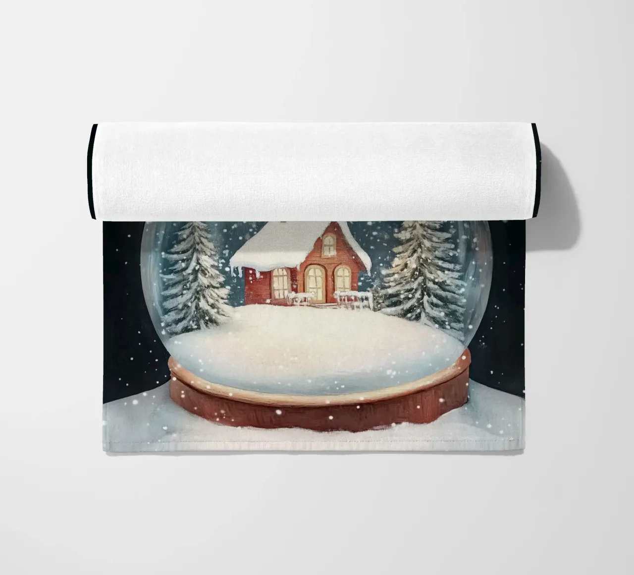 Globo di neve della casa d'inverno telo mare da Melloi Art Print