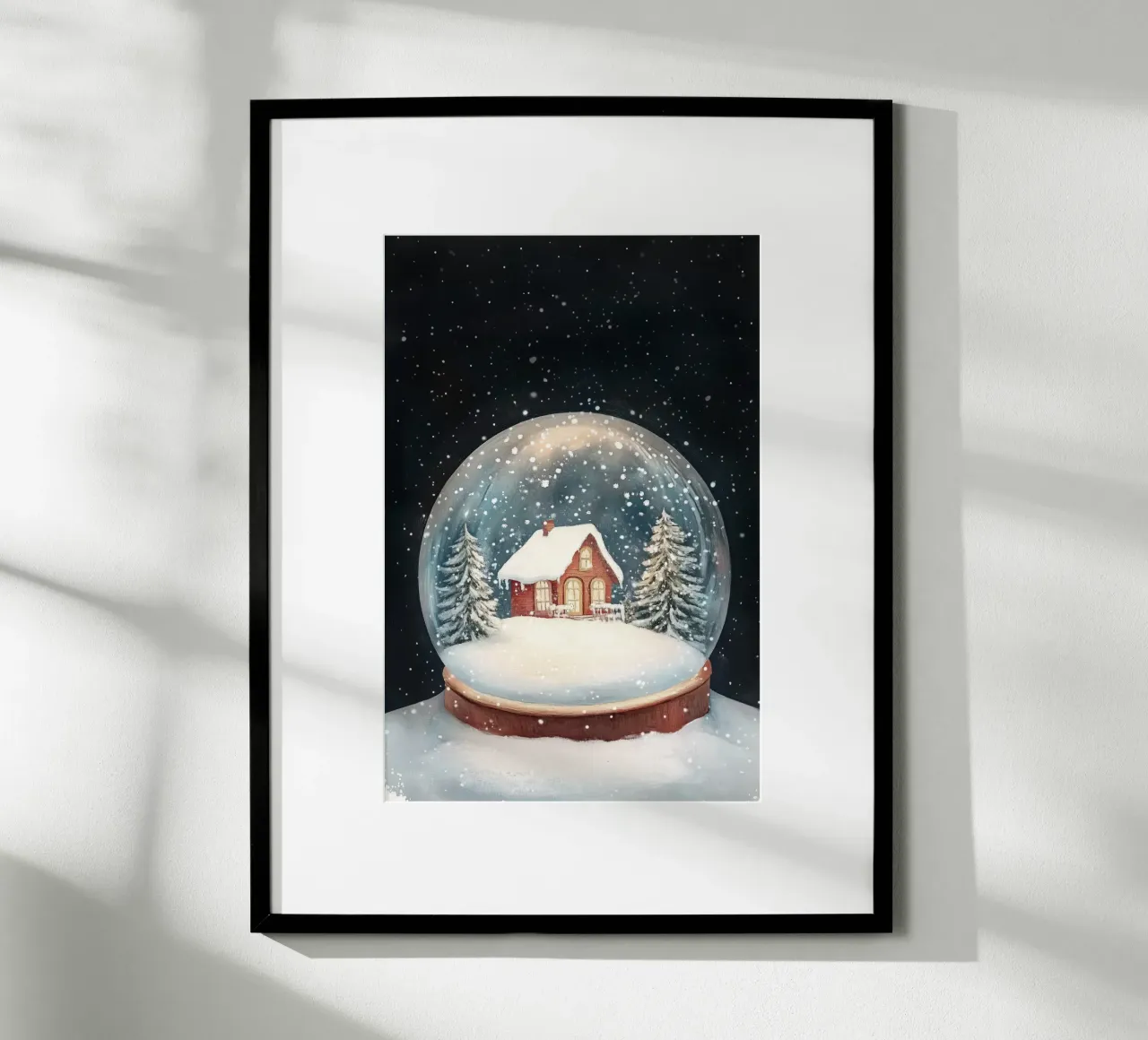 Globo di neve della casa d'inverno carta hahnemühle da Melloi Art Print