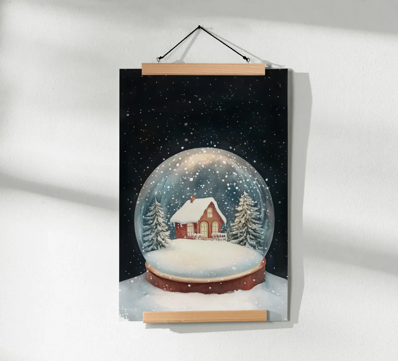 Globo di neve della casa d'inverno carta hahnemühle da Melloi Art Print