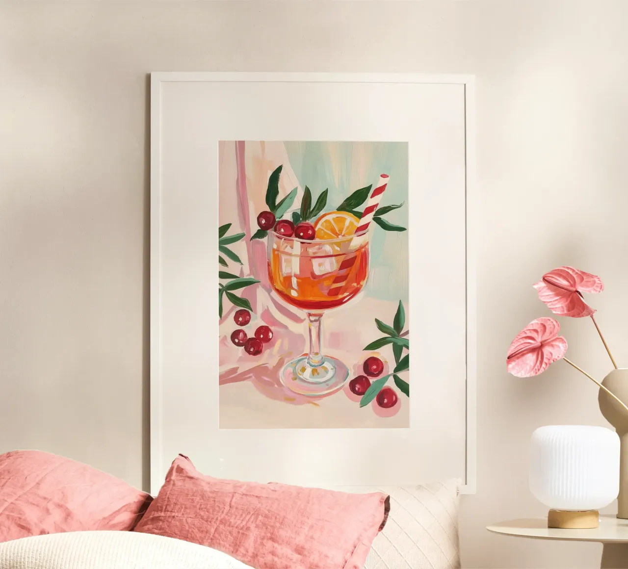 Cocktail aperol Spritz al mirtillo rosso festivo poster da Melloi Art Print