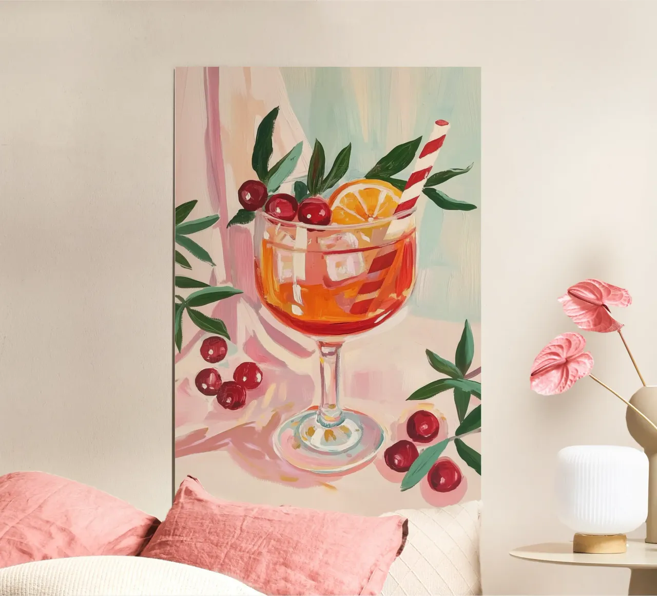 Cocktail aperol Spritz al mirtillo rosso festivo poster da Melloi Art Print