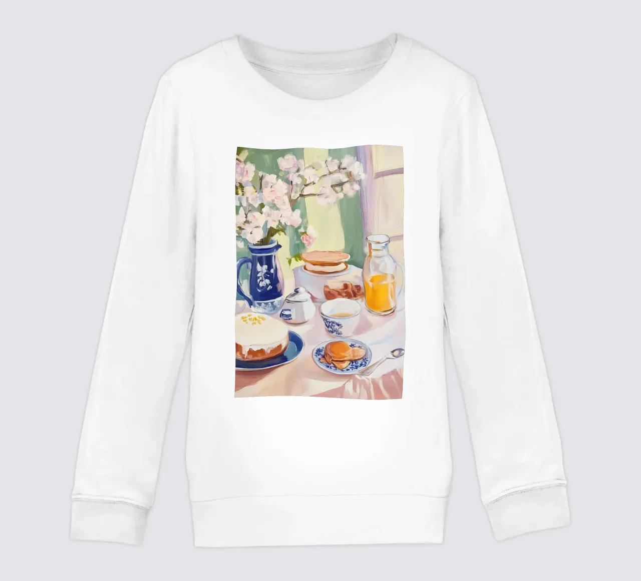 Mesa de desayuno con flores y zumo fresco sudadera para niño de Melloi Art Print