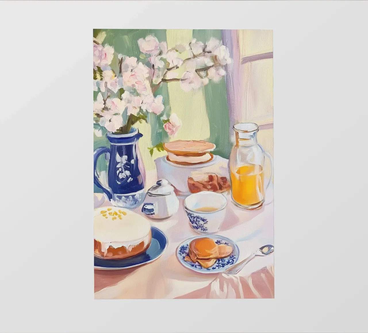Mesa de desayuno con flores y zumo fresco lámina retroiluminada de Melloi Art Print
