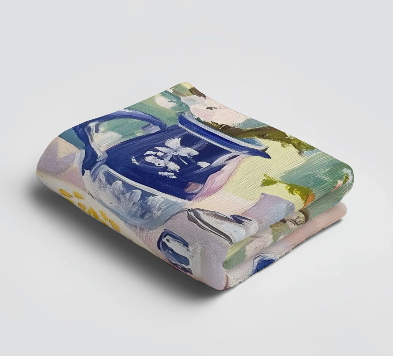 Breakfast Table with Flowers and Fresh Juice towel by Melloi Art Print