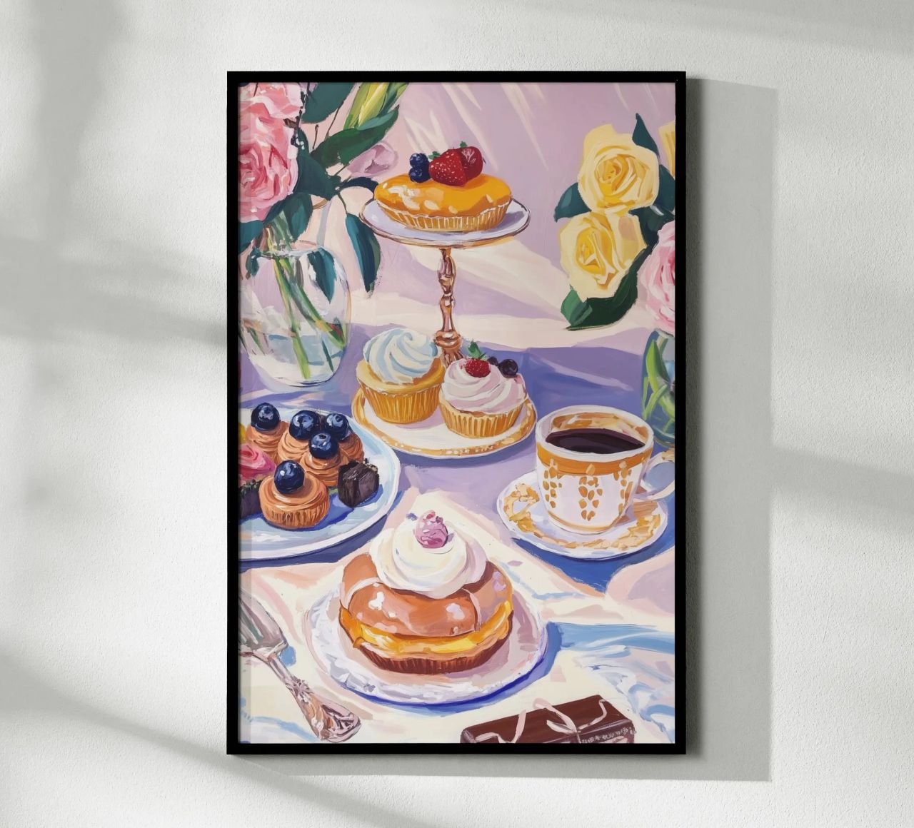 Afternoon Tea Delights: Vintage Pastel Still Life poster by Melloi Art Print