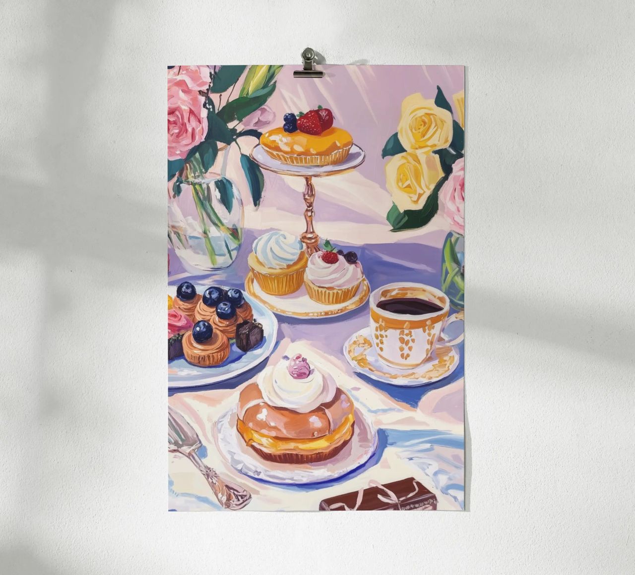 Afternoon Tea Delights: Vintage Pastel Still Life poster by Melloi Art Print