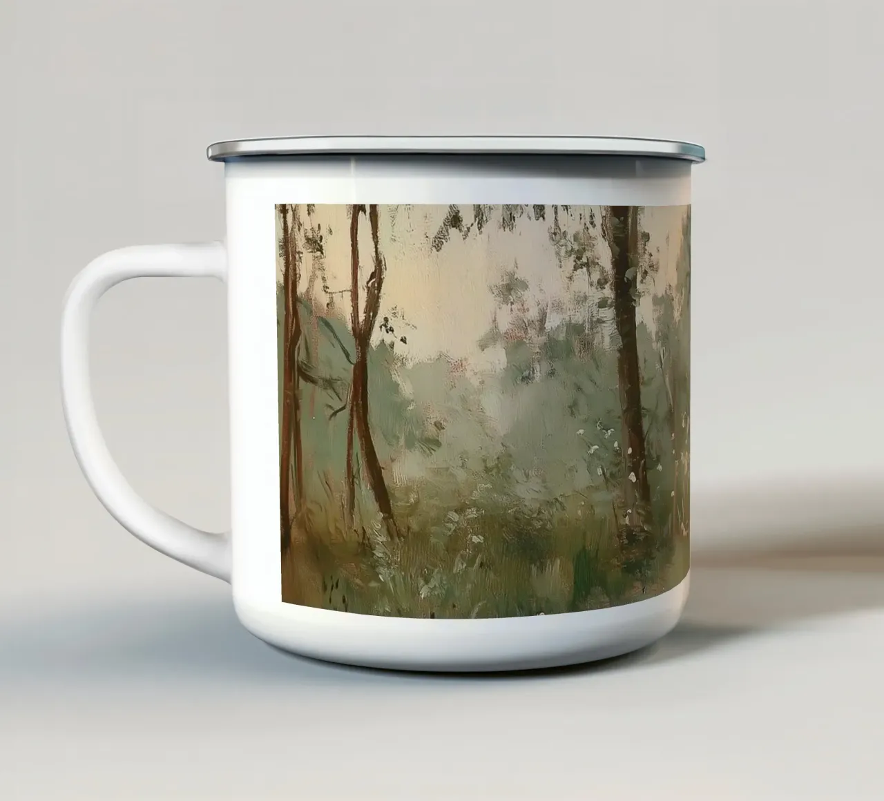 Foresta verde tazza in smalto da Melloi Art Print