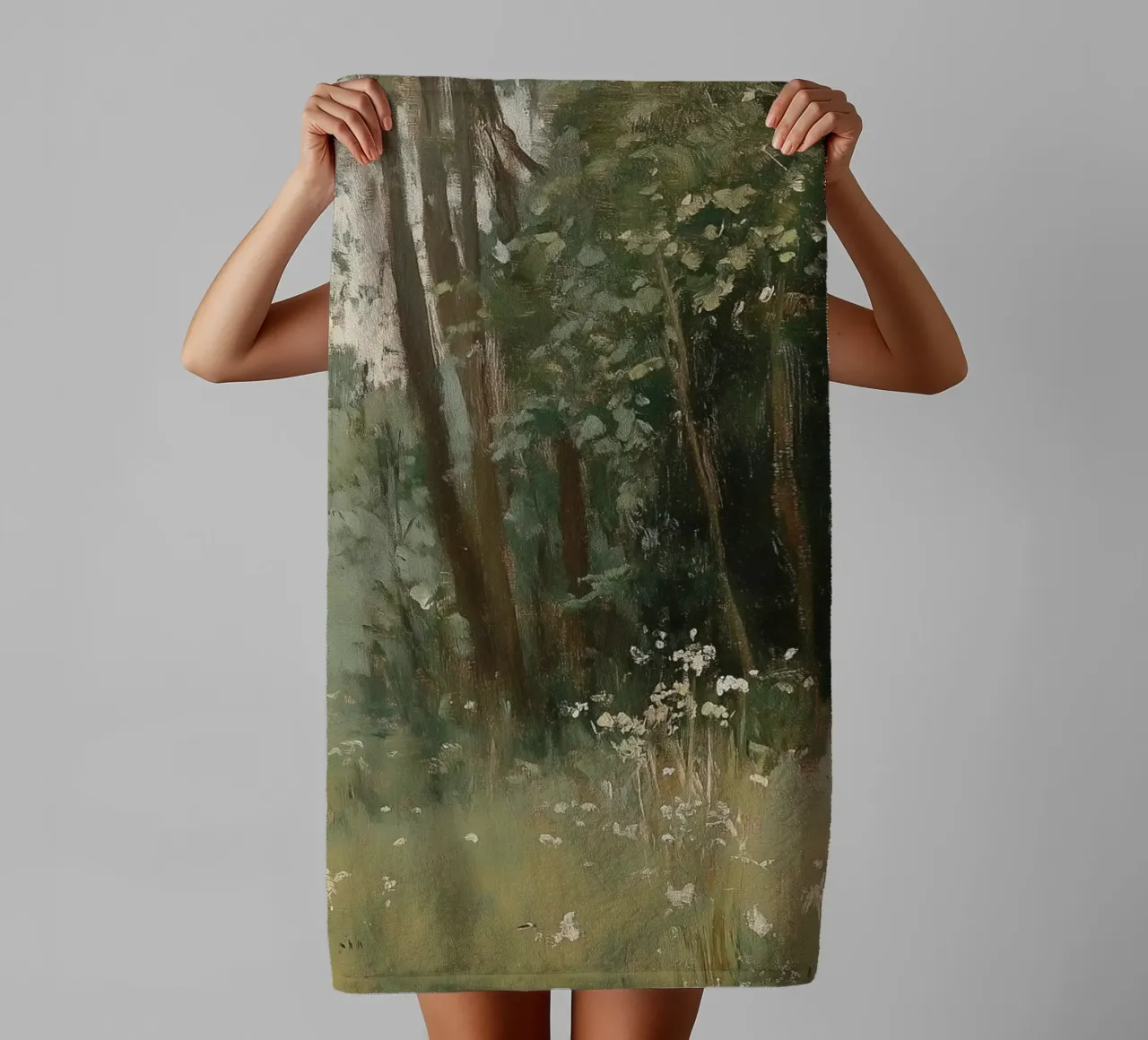 Foresta verde asciugamano da bagno da Melloi Art Print