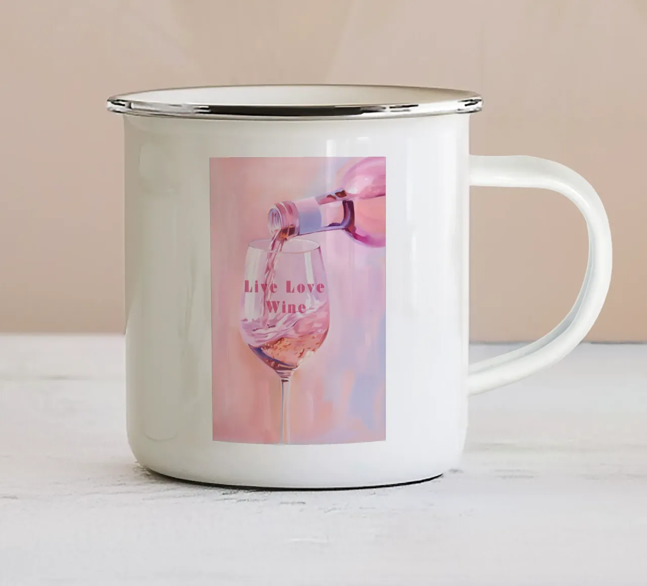 Vino rosato Amore in Pastello tazza in smalto da Carinaprint