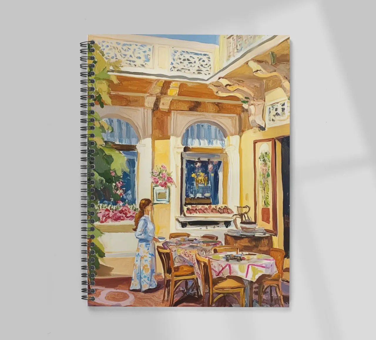 Frans Café Terras Schilderij notitieboek met spiraal van Melloi Art Print