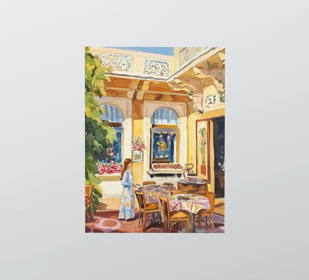 Frans Café Terras Schilderij sticker van Melloi Art Print