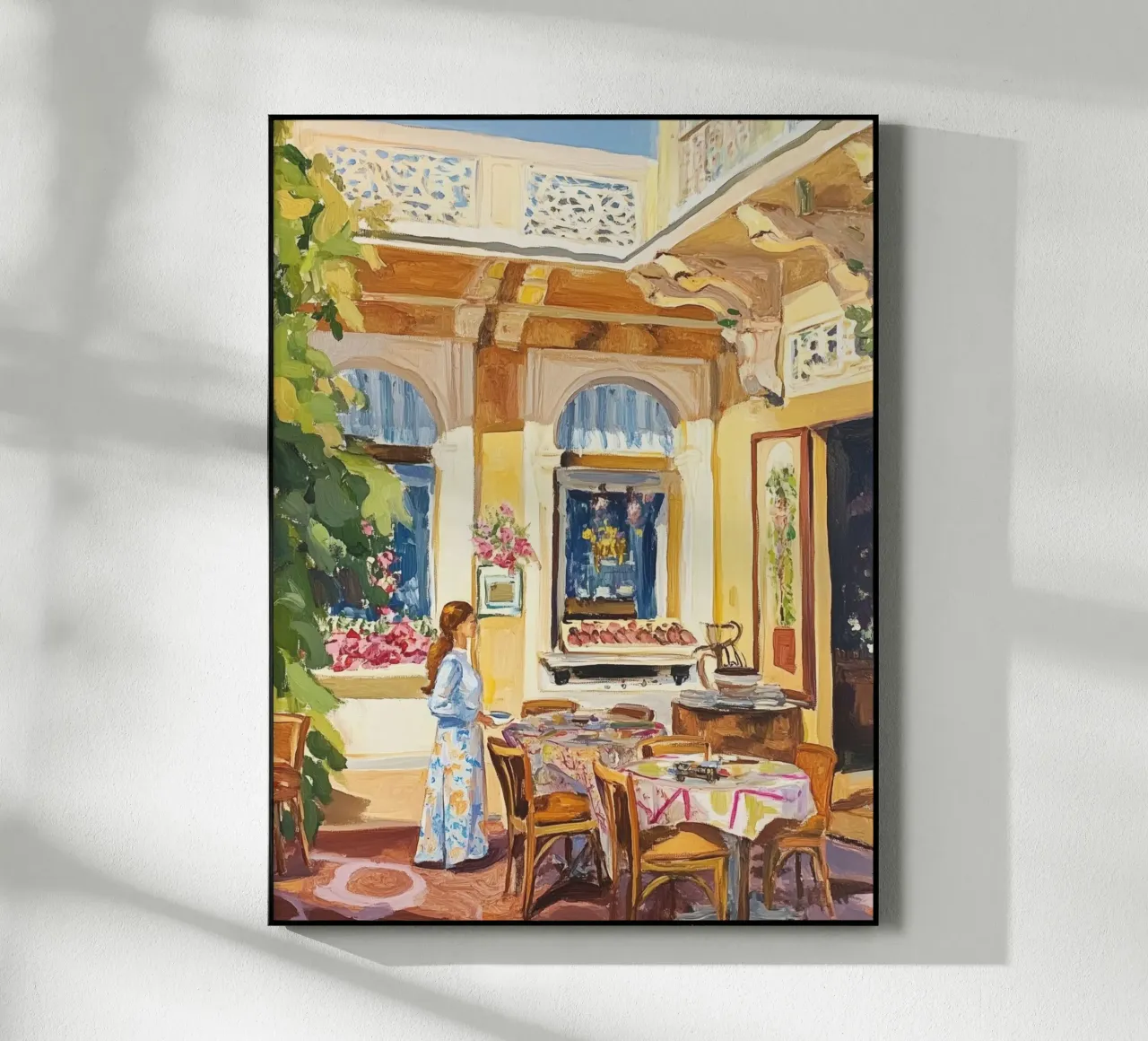 Pittura della terrazza del caffè francese plexiglass da Melloi Art Print