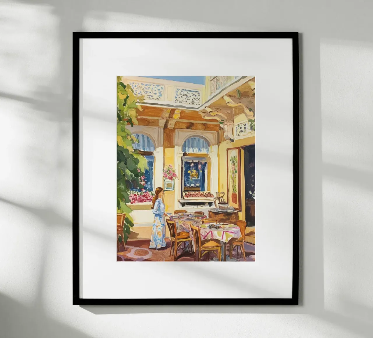 Pittura della terrazza del caffè francese carta hahnemühle da Melloi Art Print