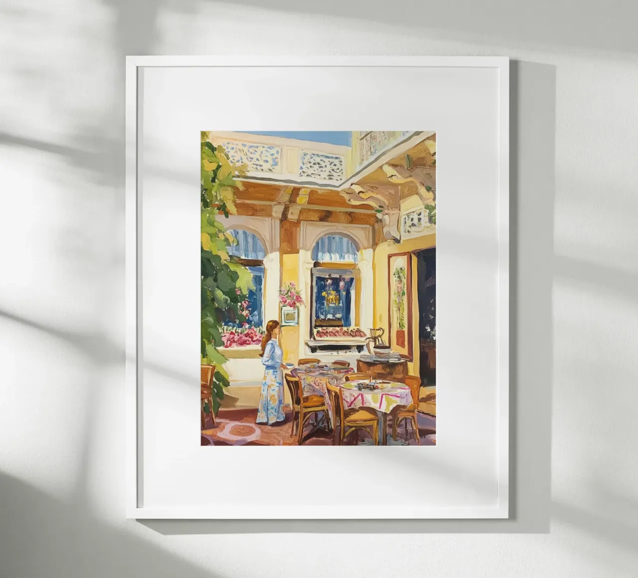 Pittura della terrazza del caffè francese carta hahnemühle da Melloi Art Print