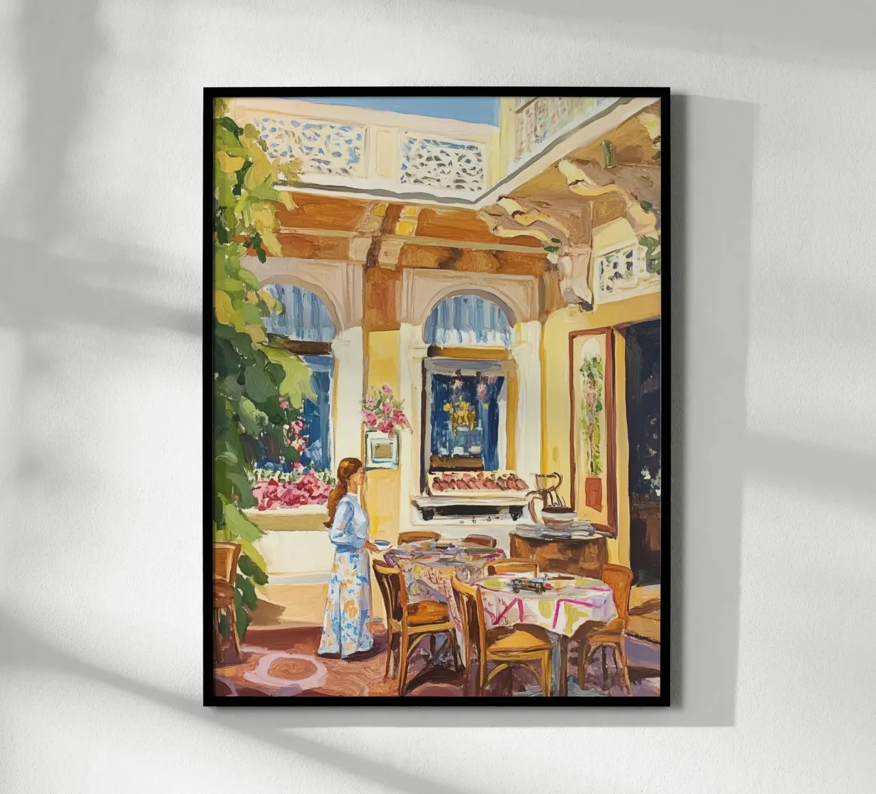 Pittura della terrazza del caffè francese carta hahnemühle da Melloi Art Print