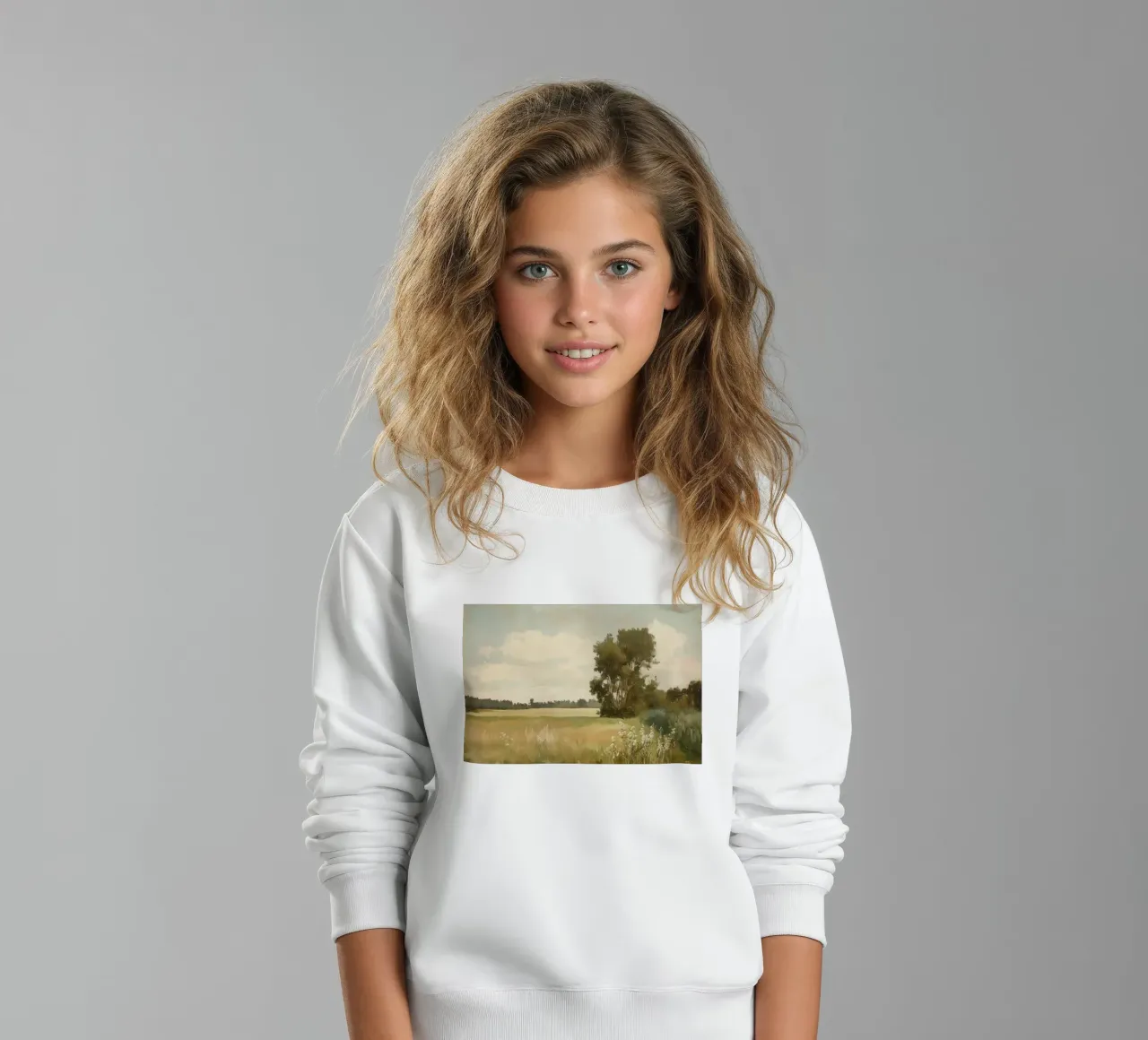 Paesaggio verde felpa bambino da Melloi Art Print