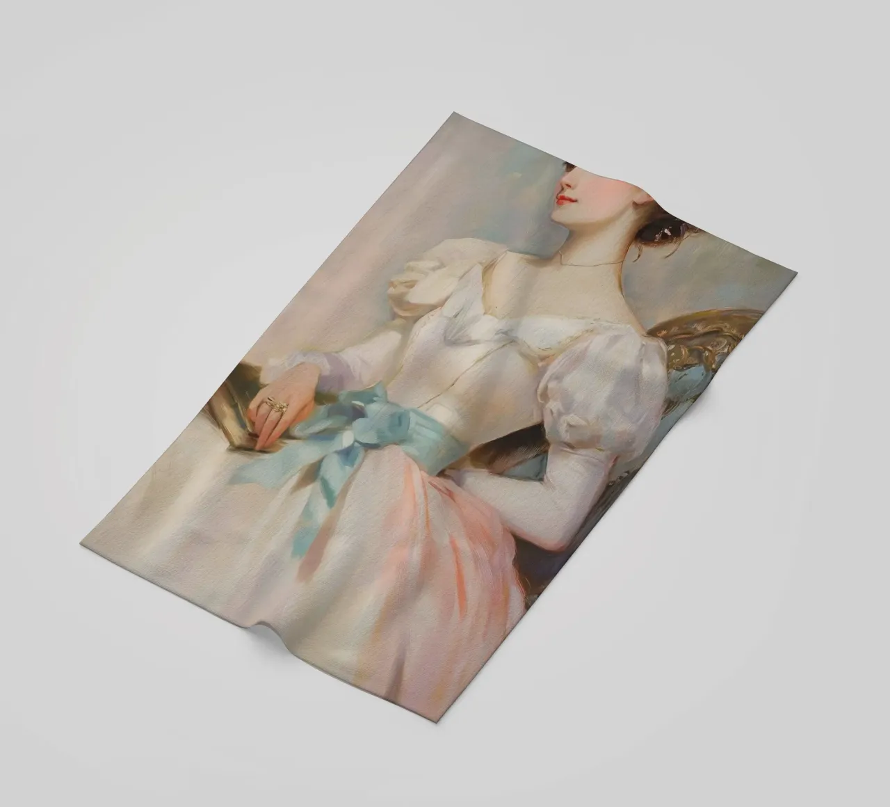 Vintage Pastel Dress Portrait beach towel by Melloi Art Print