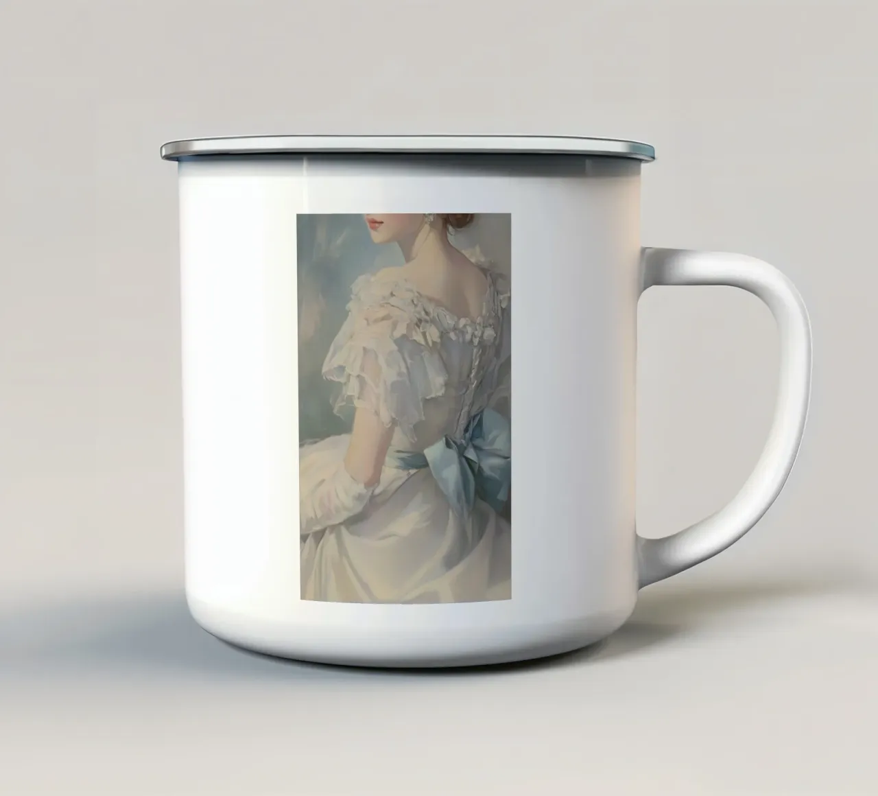 Pittura di abiti d'epoca tazza in smalto da Melloi Art Print