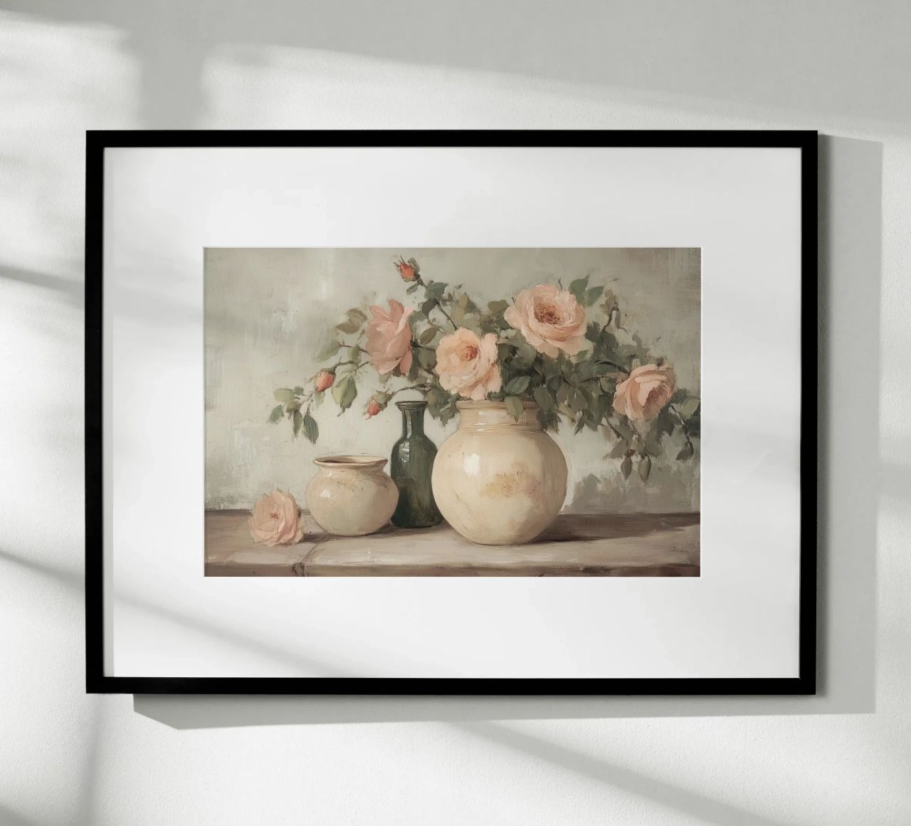 Rosen in Vase Stillleben Gemälde Poster von Melloi Art Print