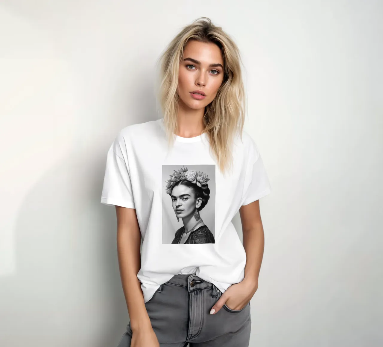 Ritratto Bellezza Frida B&N t-shirt da Carinaprint