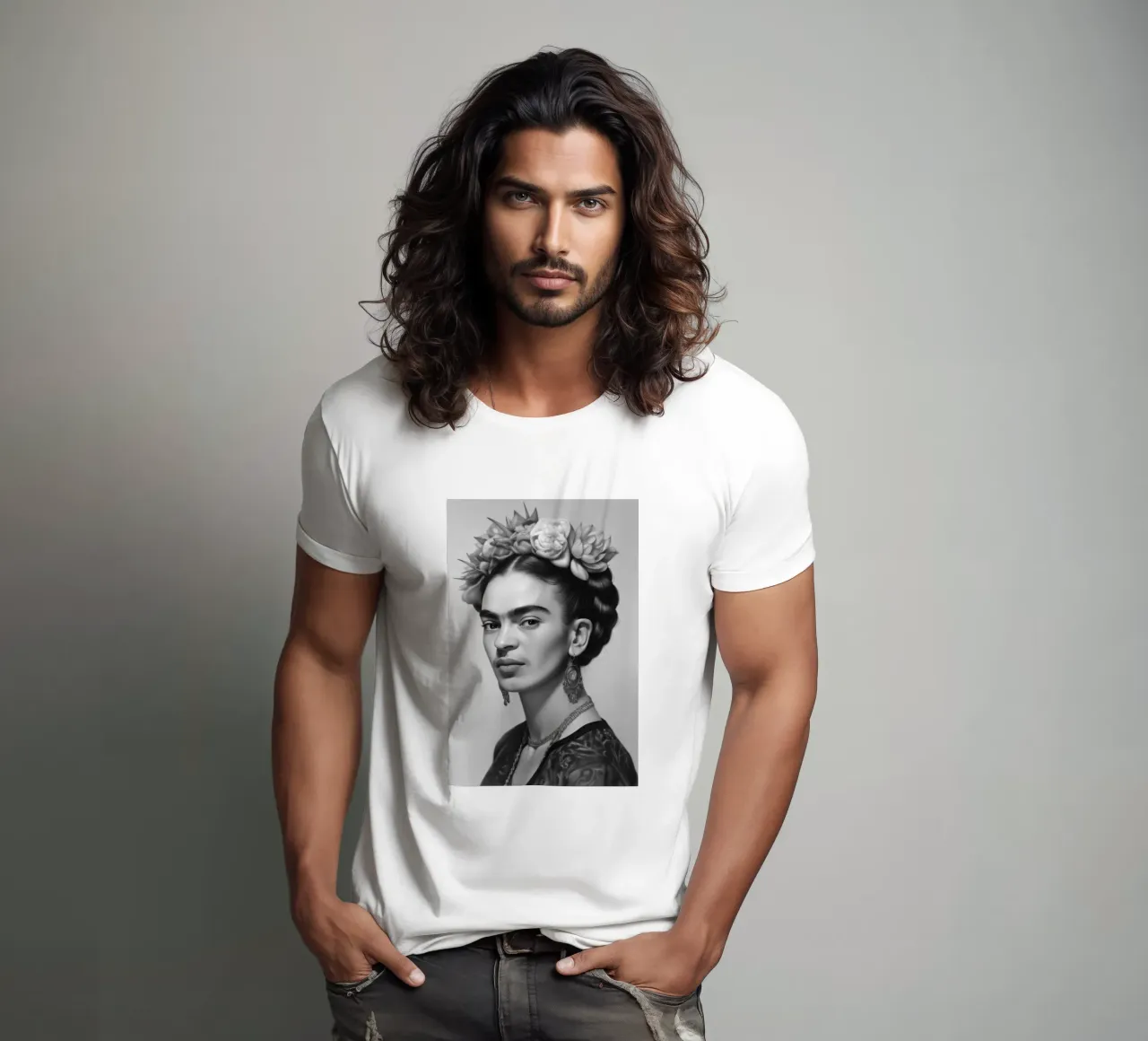 Ritratto Bellezza Frida B&N t-shirt da Carinaprint