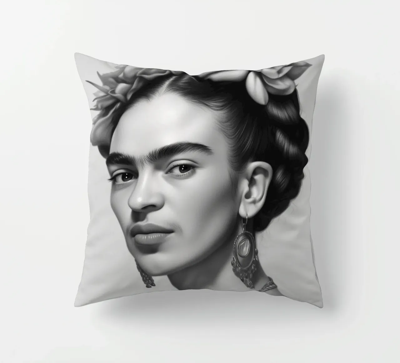 Ritratto Bellezza Frida B&N cuscino da Carinaprint