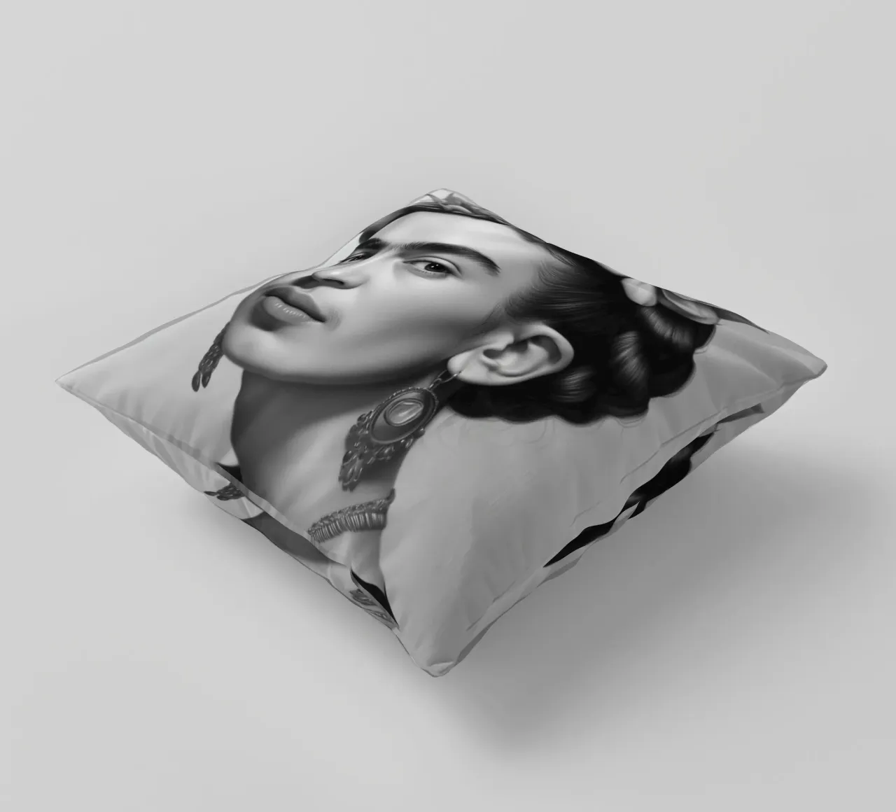 Ritratto Bellezza Frida B&N cuscino da Carinaprint