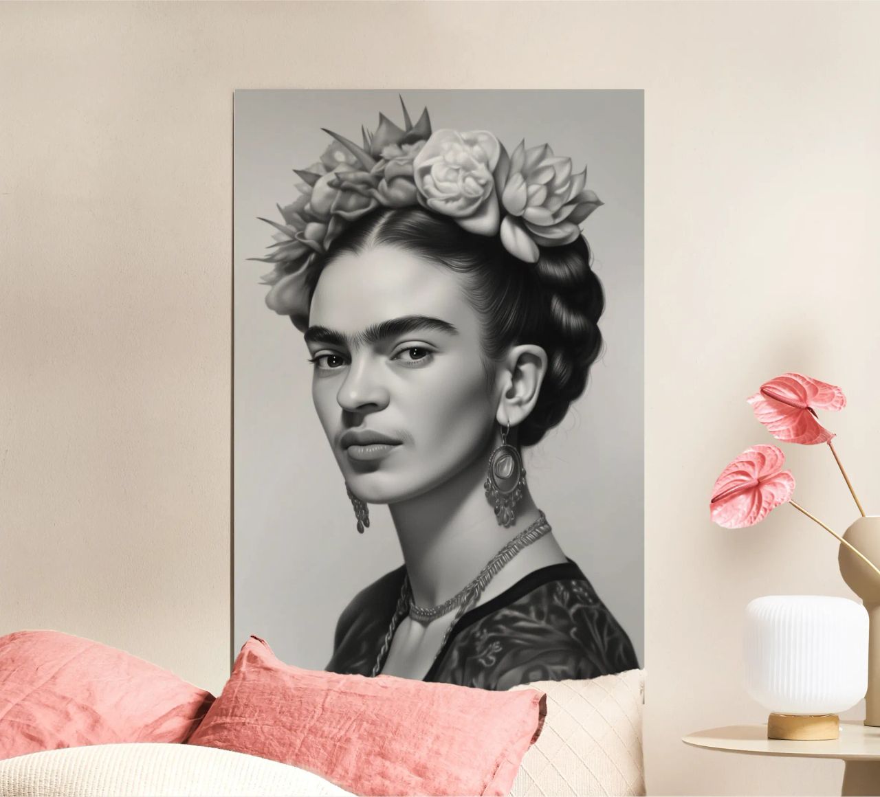 Porträt Schönheit Frida B&W Poster von Carinaprint