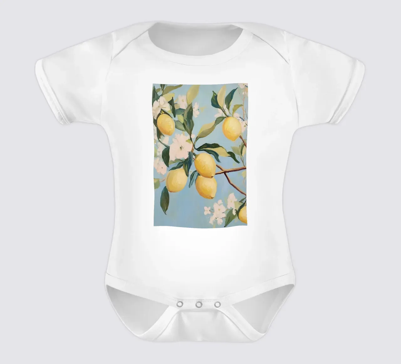 Takken van citroenbomen babyrompertje korte mouwen van Melloi Art Print