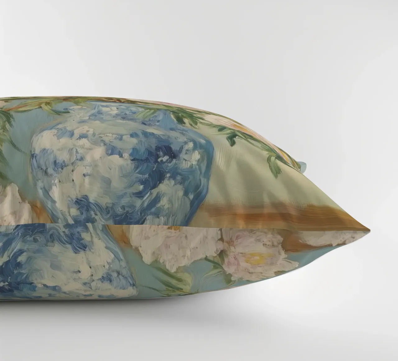 Peonie bianche in vaso blu cuscino da Melloi Art Print