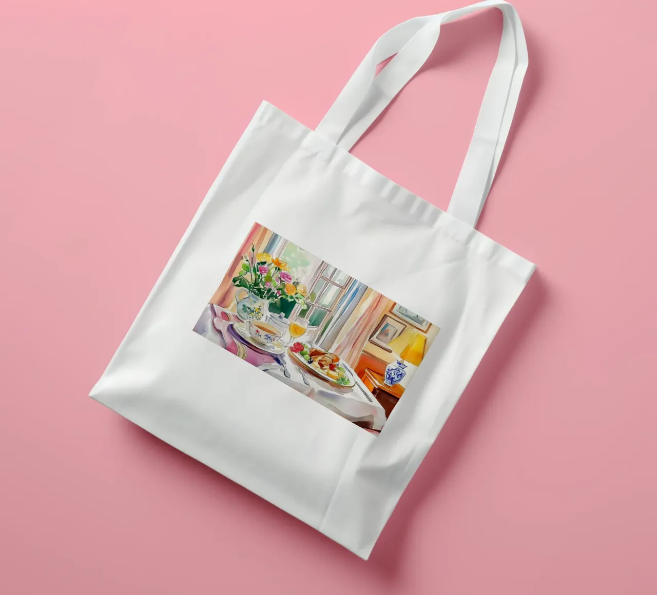 Colazione con fiori freschi borsa in juta da Melloi Art Print