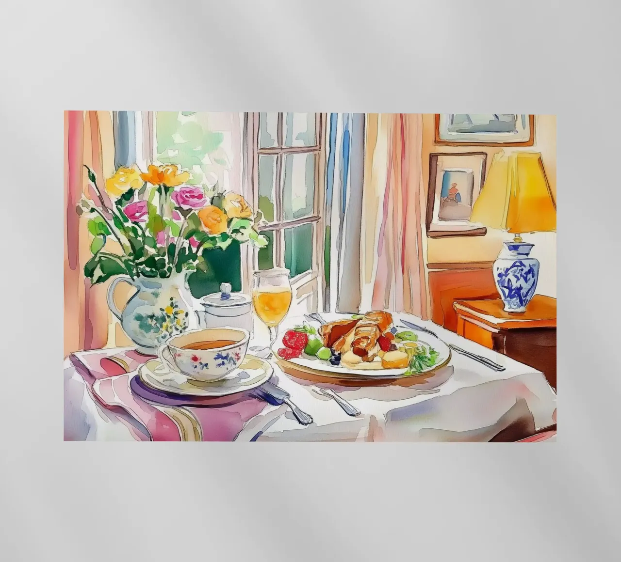 Colazione con fiori freschi pellicola backlit da Melloi Art Print