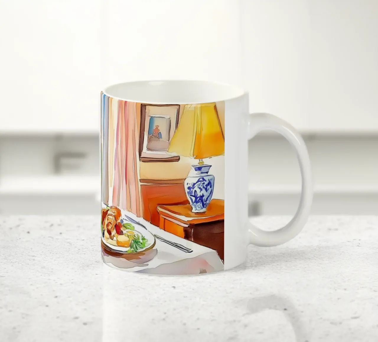 Colazione con fiori freschi tazza in ceramica da Melloi Art Print