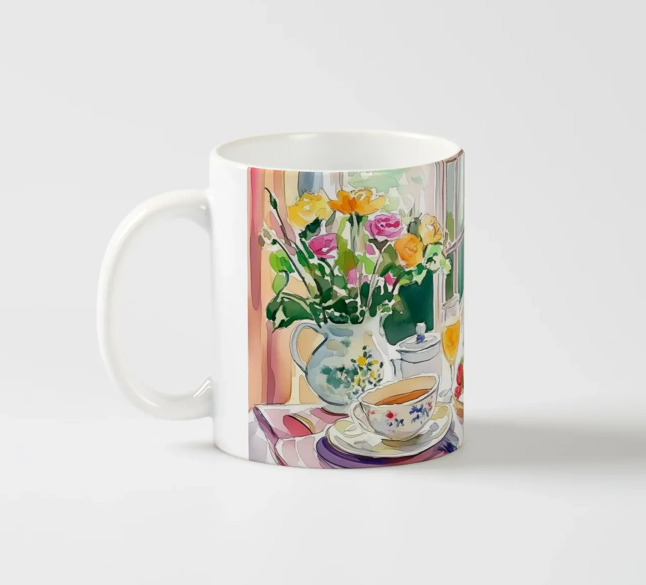 Colazione con fiori freschi tazza in ceramica da Melloi Art Print