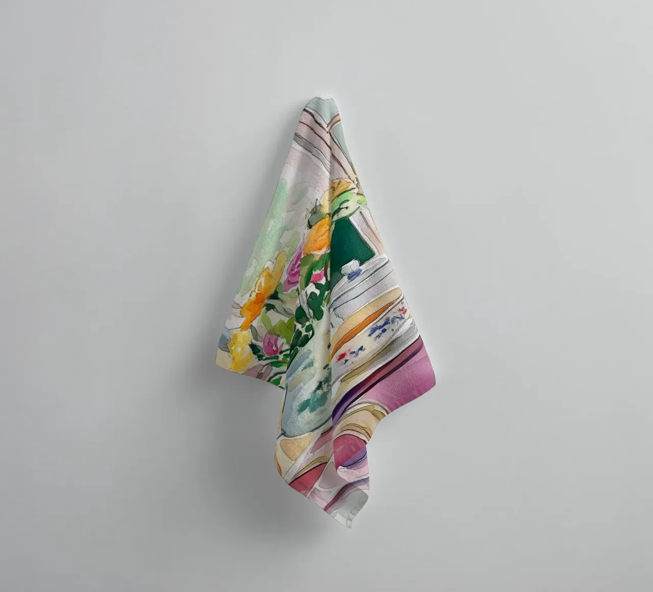 Colazione con fiori freschi asciugamano da bagno da Melloi Art Print