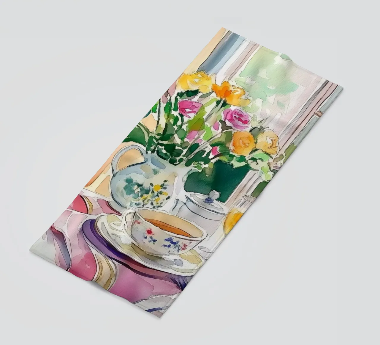 Colazione con fiori freschi telo mare da Melloi Art Print