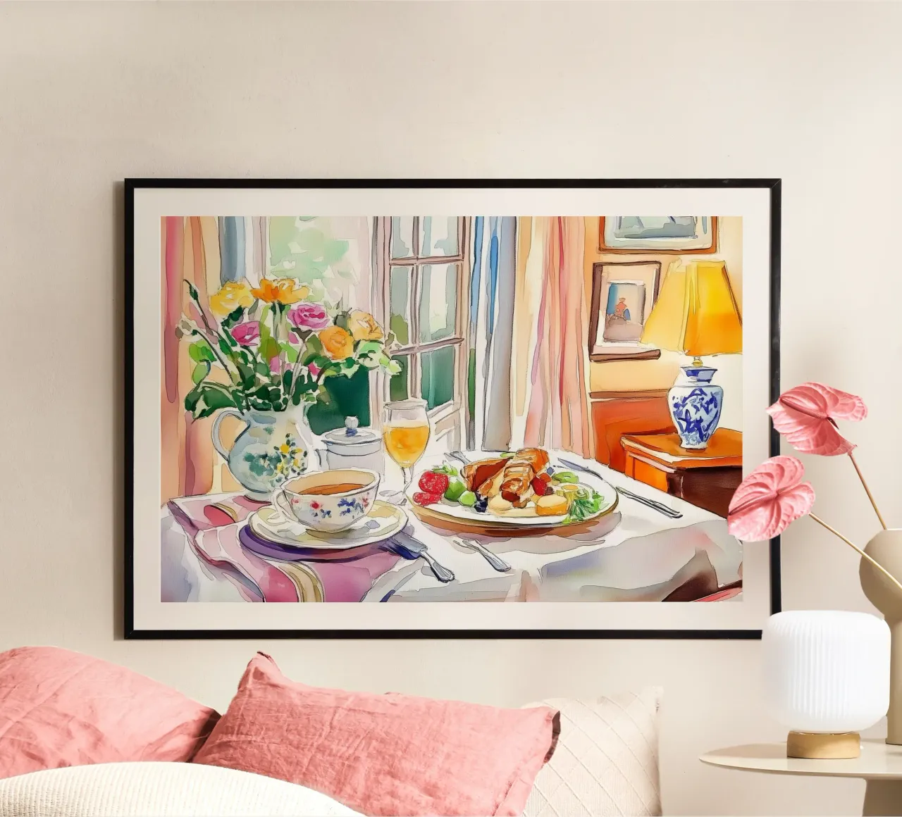 Colazione con fiori freschi poster da Melloi Art Print