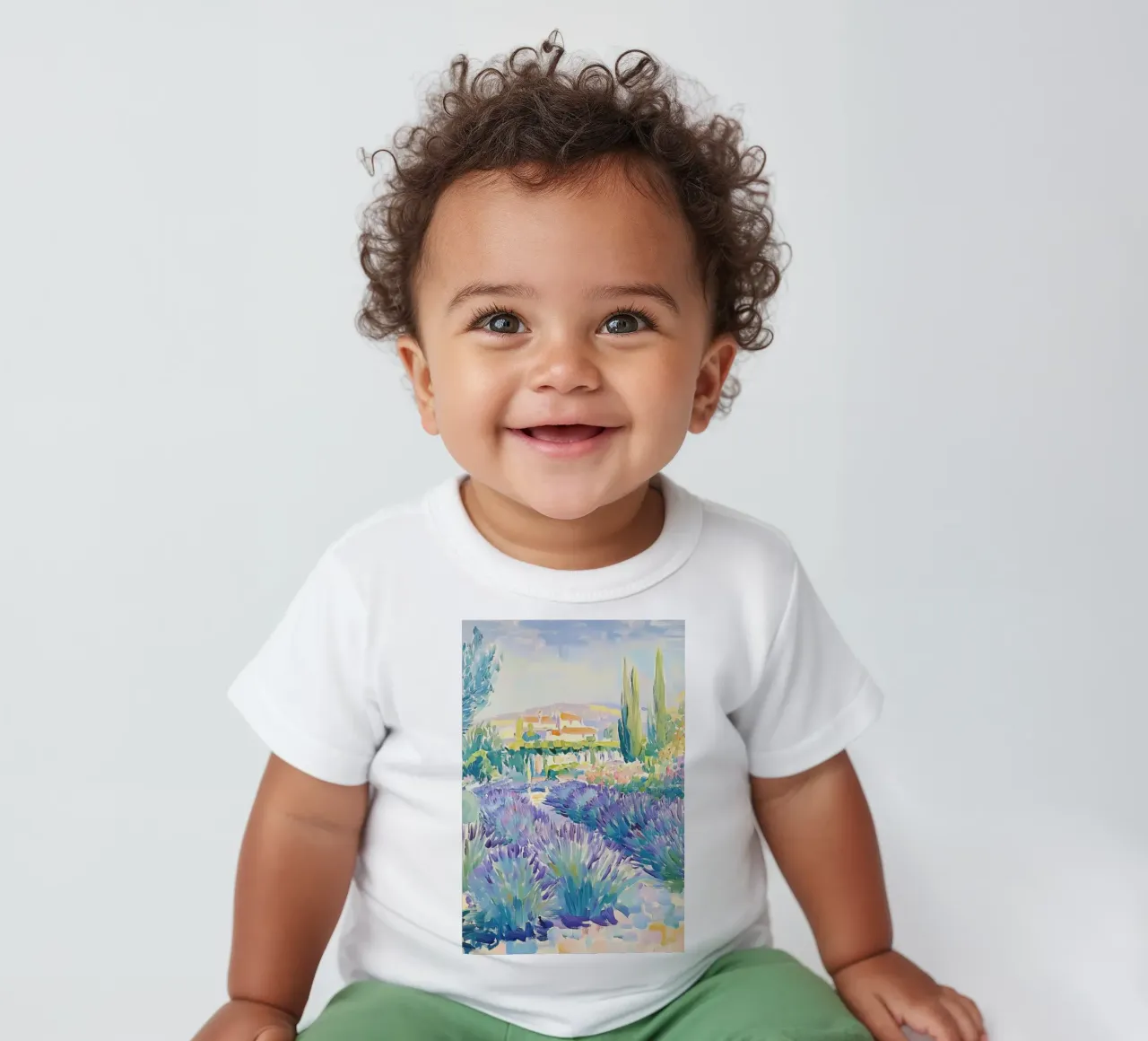 Provence Lavender Field with Cypress Trees baby t-shirt by Melloi Art Print
