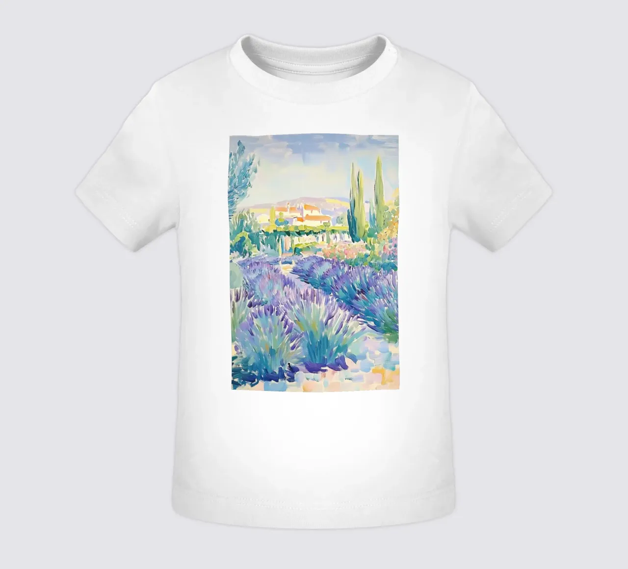 Provence Lavender Field with Cypress Trees baby t-shirt by Melloi Art Print