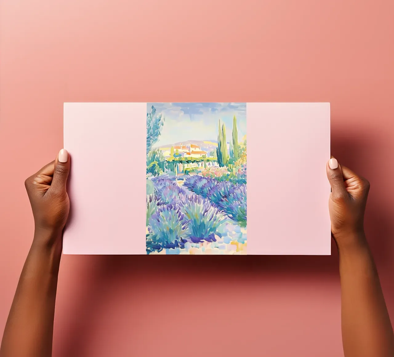Provence Lavender Field with Cypress Trees sticker sheet by Melloi Art Print