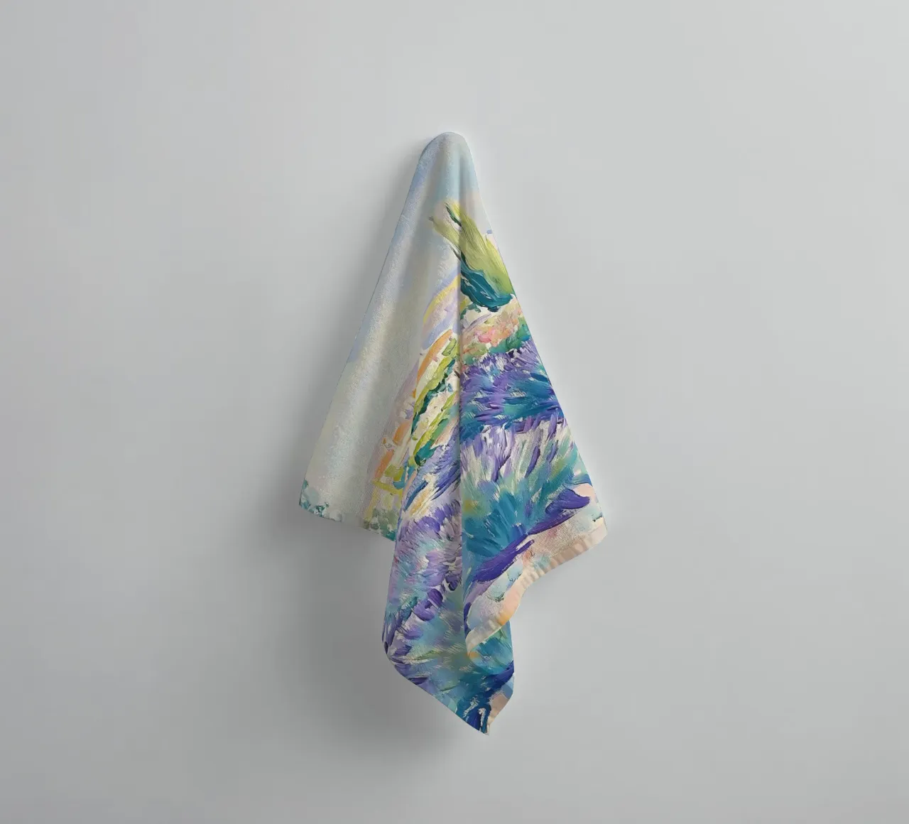 Provence Lavender Field with Cypress Trees towel by Melloi Art Print