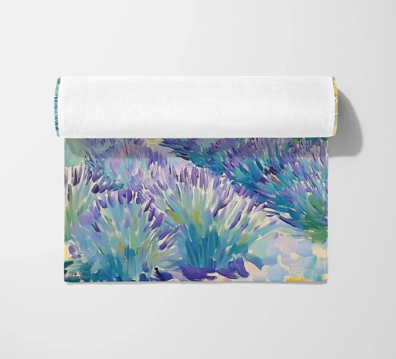 Provence Lavender Field with Cypress Trees beach towel by Melloi Art Print
