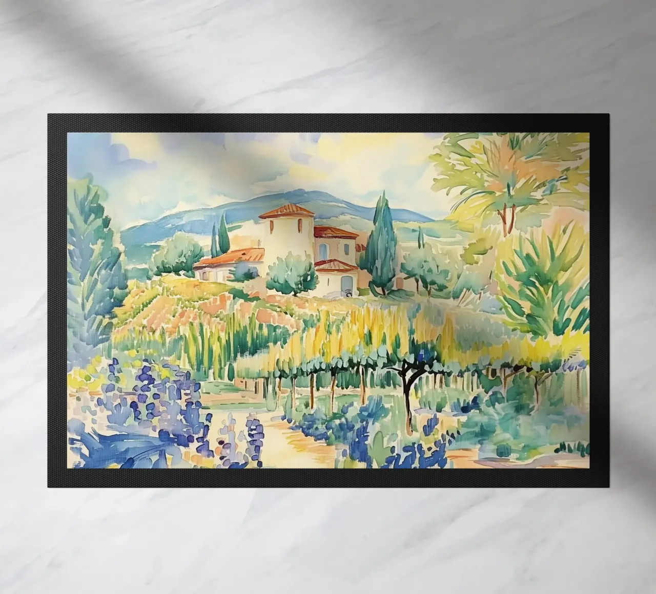 Acquerello di villa toscana con vigneto zerbino da Melloi Art Print