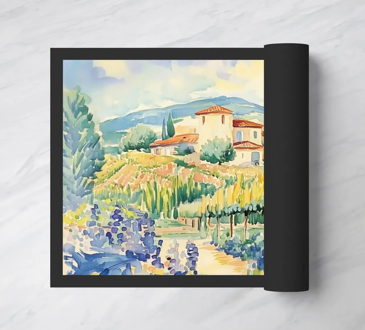 Acquerello di villa toscana con vigneto zerbino da Melloi Art Print