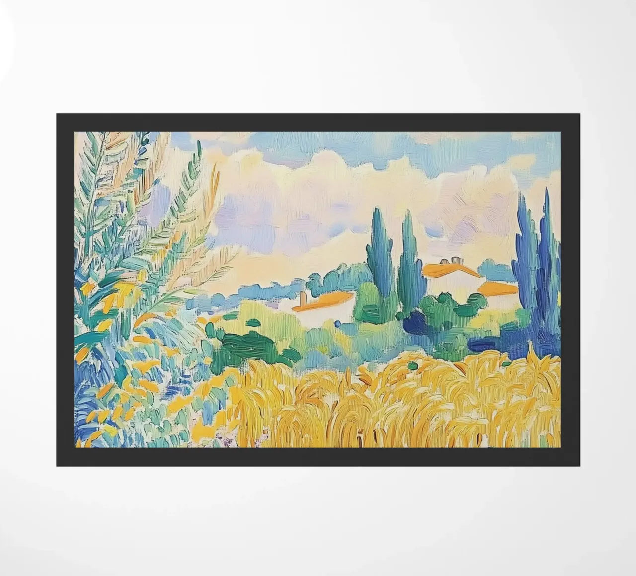 Mediterranean Wheat Field Path doormat by Melloi Art Print
