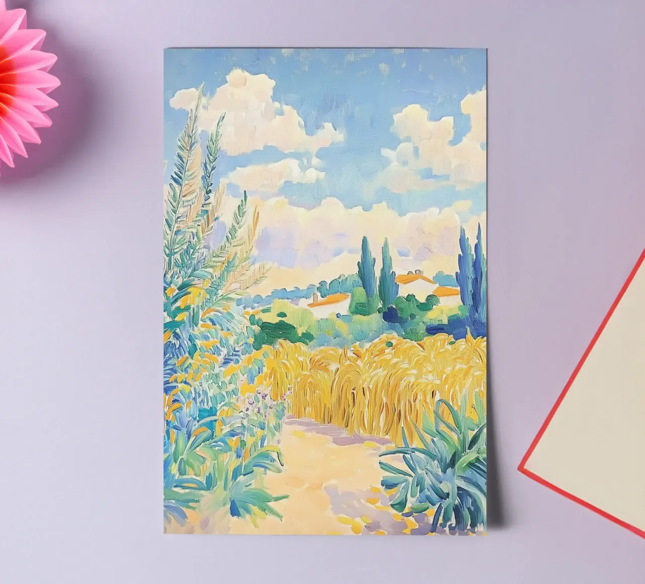 Mediterranean Wheat Field Path sticker sheet by Melloi Art Print