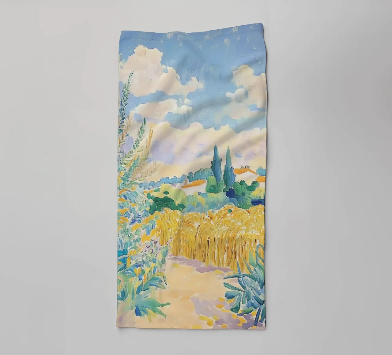 Mediterranean Wheat Field Path towel by Melloi Art Print