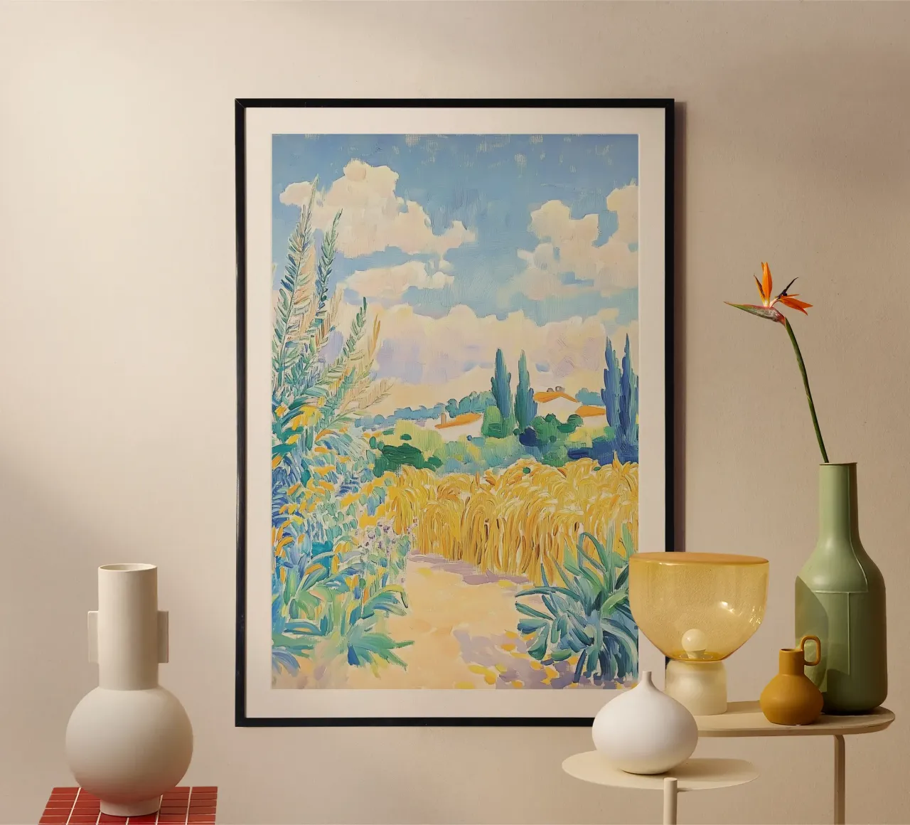 Mediterranean Wheat Field Path hahnemühle by Melloi Art Print