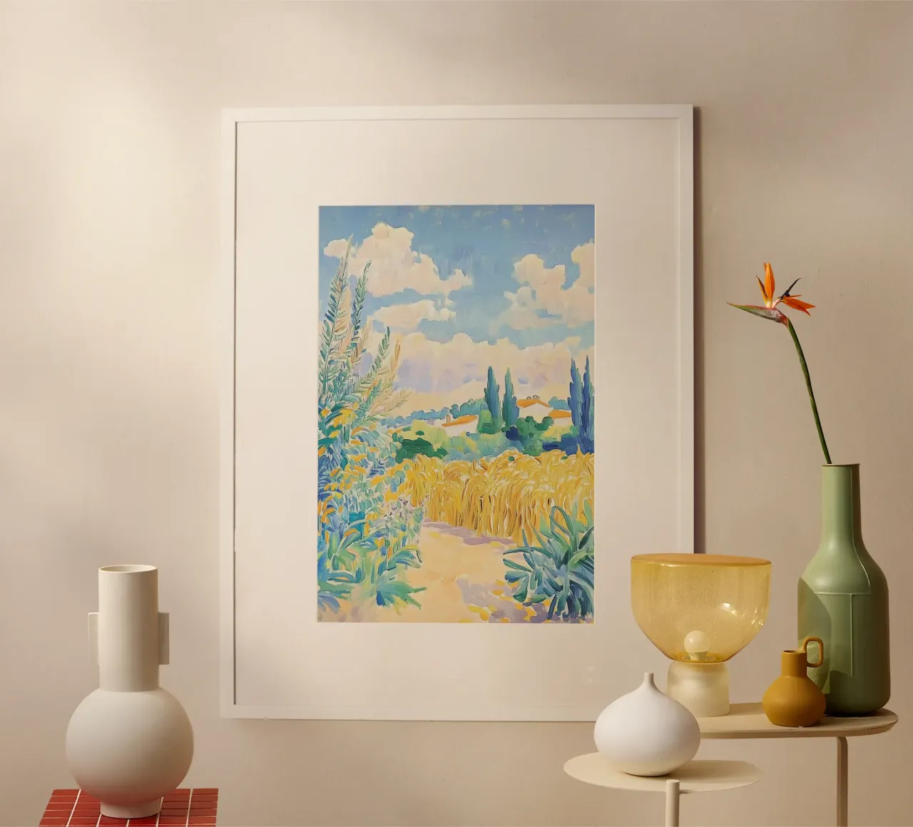 Mediterranean Wheat Field Path hahnemühle by Melloi Art Print