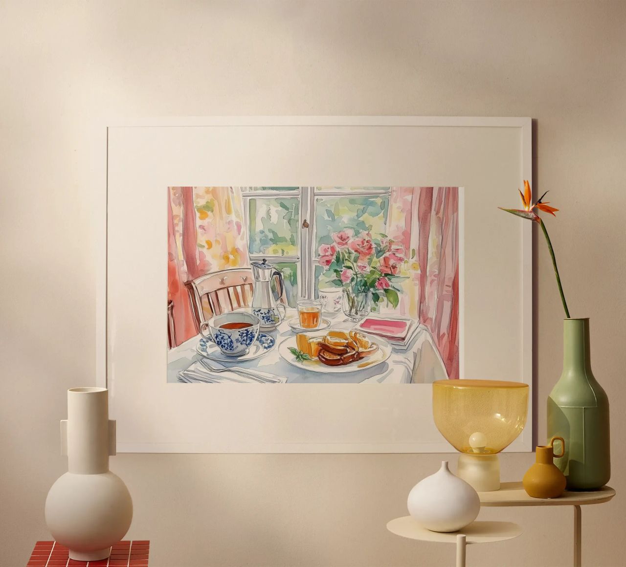 Frühstück am Fenster Aquarell Poster von Melloi Art Print
